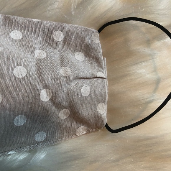 Taupe Polkadot Cotton RE-USEABLE Mask - Picture 3 of 6